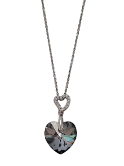 Collier Argent Oxydes de Zirconium et Cristal Coeur Spark | UB Bijoux