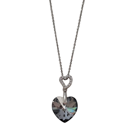 Collier Argent Oxydes de Zirconium et Cristal Coeur Spark | UB Bijoux