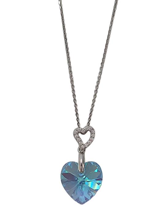 Collier Argent Oxydes de Zirconium et Cristal Coeur Spark | UB Bijoux