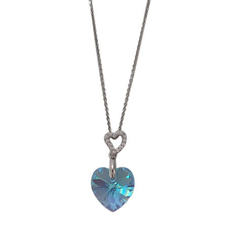 Collier Argent Oxydes de Zirconium et Cristal Coeur Spark | UB Bijoux