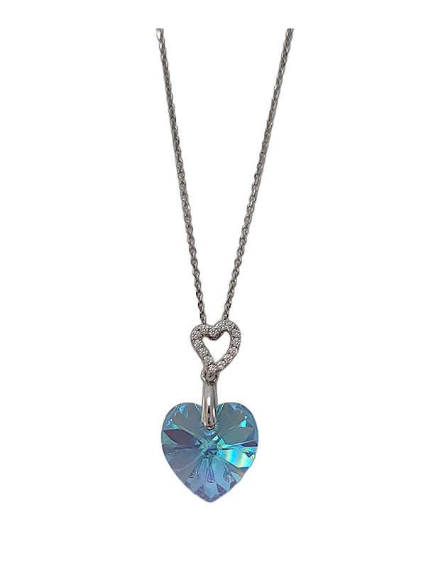 Collier Argent Oxydes de Zirconium et Cristal Coeur Spark | UB Bijoux
