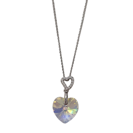 Collier Argent Oxydes de Zirconium et Cristal Coeur Spark | UB Bijoux