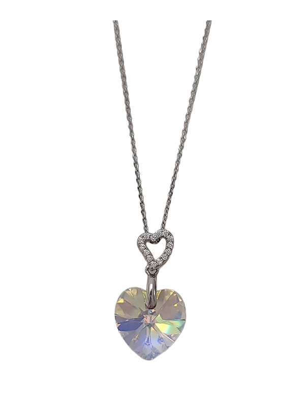 Collier Argent Oxydes de Zirconium et Cristal Coeur Spark | UB Bijoux