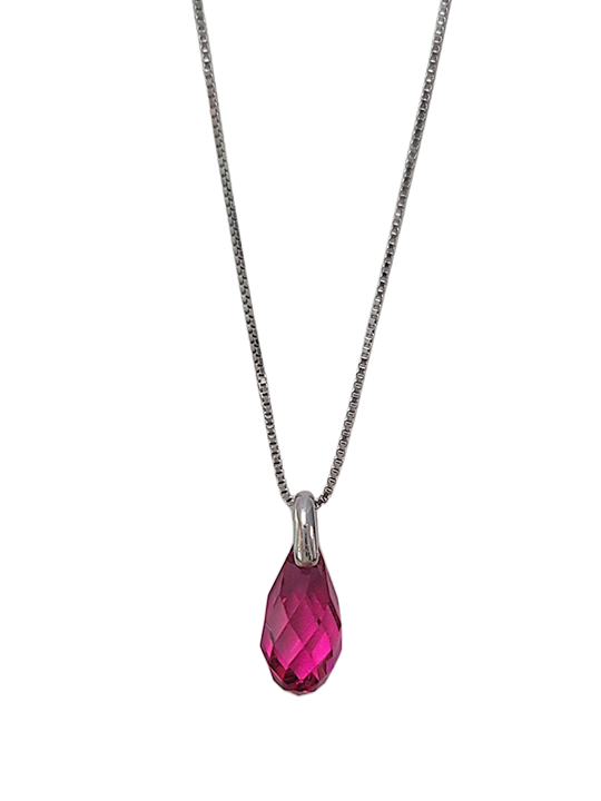 Collier Argent et Cristal Rose Spark | UB Bijoux