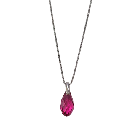 Collier Argent et Cristal Rose Spark | UB Bijoux