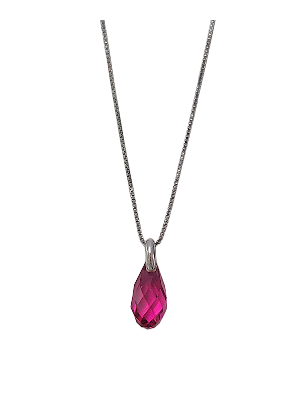 Collier Argent et Cristal Rose Spark | UB Bijoux
