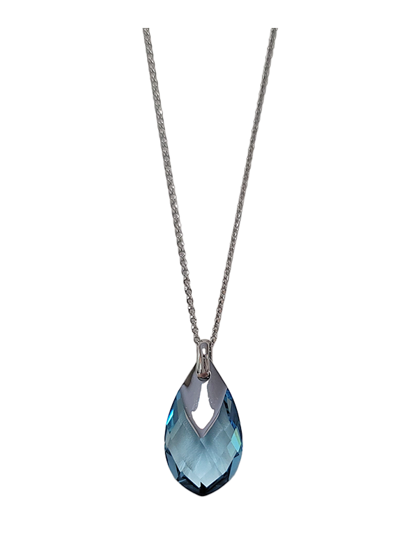 Collier Argent et Cristal Bleu Spark | UB Bijoux