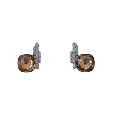 Boucles d'Oreilles Plaqué Or Oxydes de Zirconium et Cristal Spark | UB Bijoux