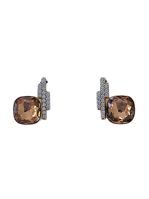 Boucles d'Oreilles Plaqué Or Oxydes de Zirconium et Cristal Spark | UB Bijoux