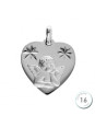 Médaille De Baptême Ange Argent Coeur | UB Bijoux