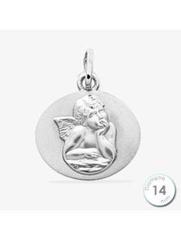 Médaille De Baptême Ange Argent Ovale | UB Bijoux