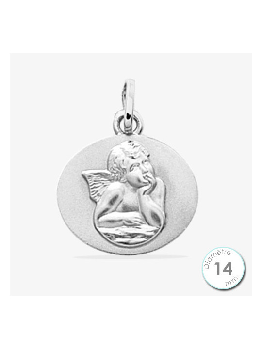 Médaille De Baptême Ange Argent Ovale | UB Bijoux