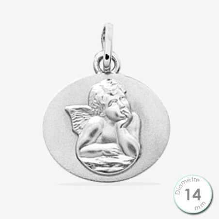Médaille De Baptême Ange Argent Ovale | UB Bijoux