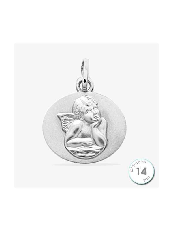Médaille De Baptême Ange Argent Ovale | UB Bijoux