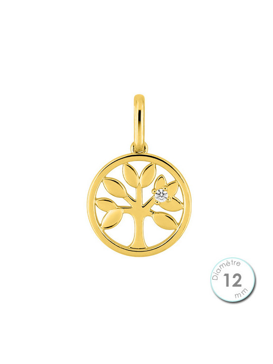 Médaille Arbre de Vie Ajourée Plaqué Or Oxyde de Zirconium | UB Bijoux