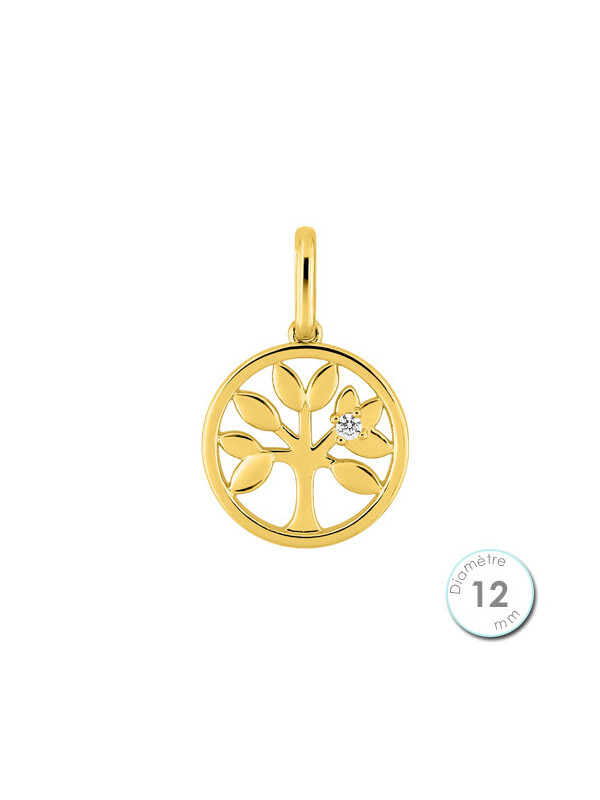 Médaille Arbre de Vie Ajourée Plaqué Or Oxyde de Zirconium | UB Bijoux