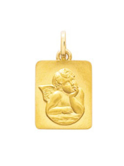 Médaille De Baptême Ange Plaqué Or Rectangulaire | UB Bijoux