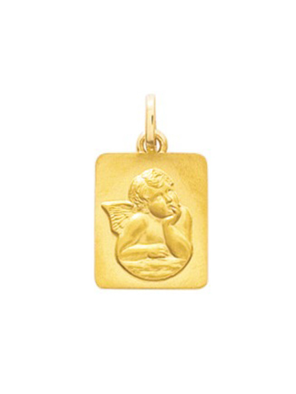 Médaille De Baptême Ange Plaqué Or Rectangulaire | UB Bijoux