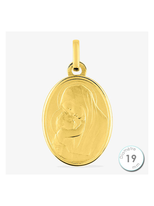 Médaille De Baptême Vierge à l'Enfant Plaqué Or | UB Bijoux