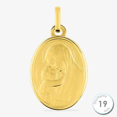 Médaille De Baptême Vierge à l'Enfant Plaqué Or | UB Bijoux