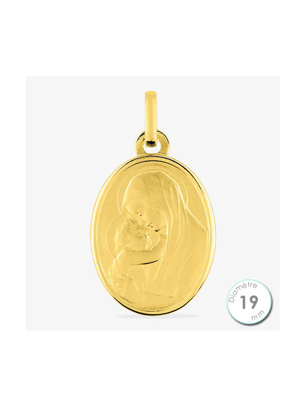 Médaille De Baptême Vierge à l'Enfant Plaqué Or | UB Bijoux